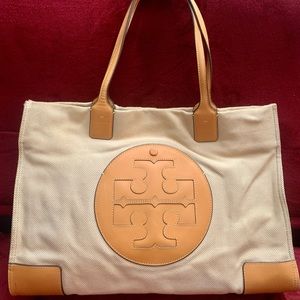 💯 Authentic Tory Burch Ella Canvas Tote (Large)